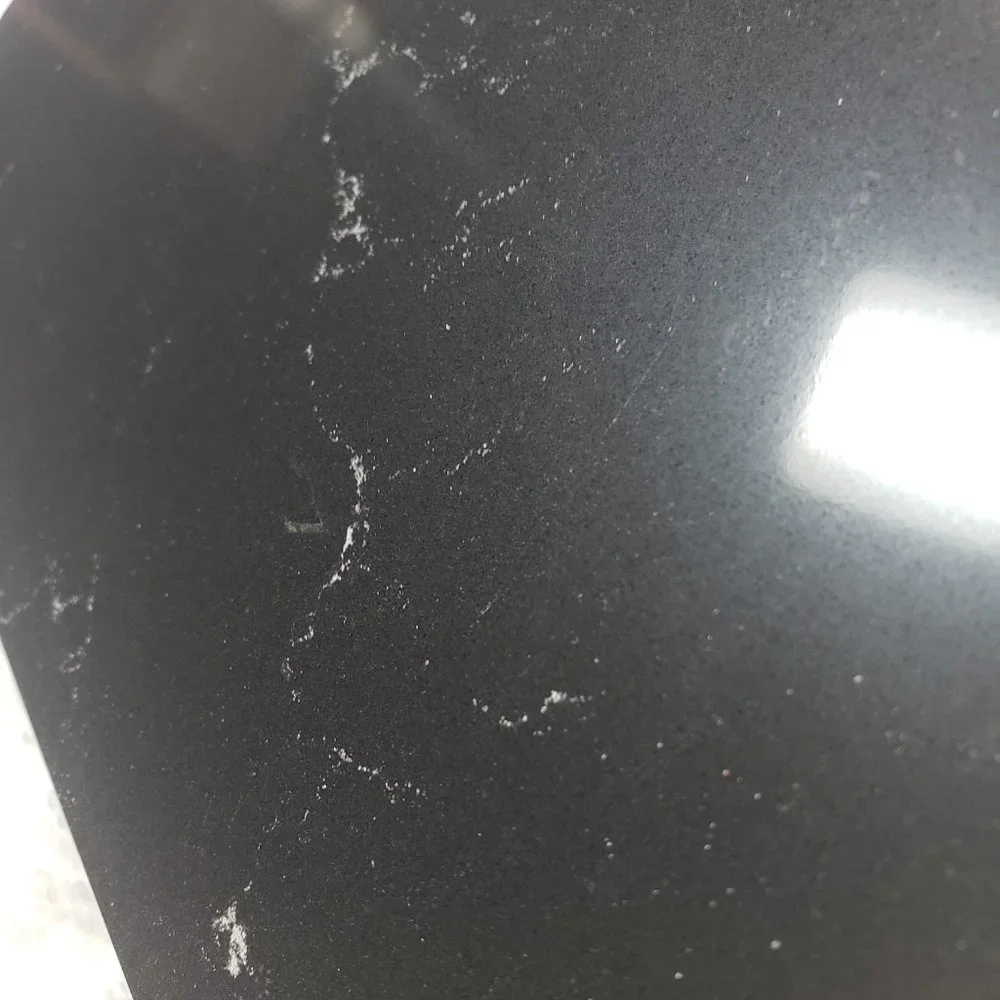 Quartz Stone Cutting Board cheese black marble white veining design 10x10